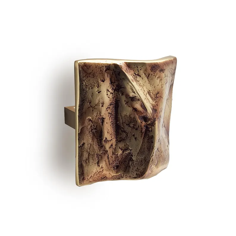 textured square brass knob